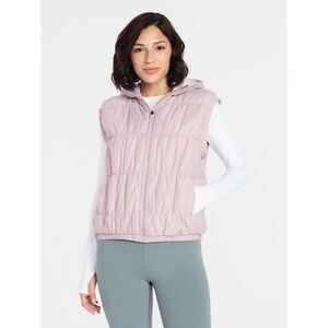 Avia Quilted Hooded Packable Puffer Vest Size L Mauve Dream